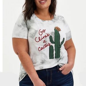TORRID VINTAGE TEE TRIBLEND JERSEY TIE-DYE CACTUS